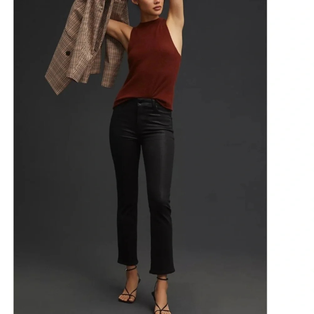 Anthropologie Paige Cindy Mid Rise Coated Straight Leg Jean 34